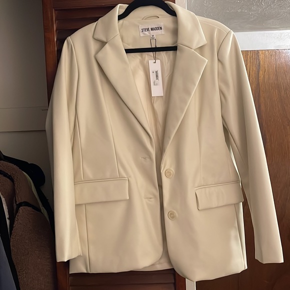 Steve Madden Faux Leather Blazer -Bone Color -Size Medium -NORDSTROM - Picture 4 of 10